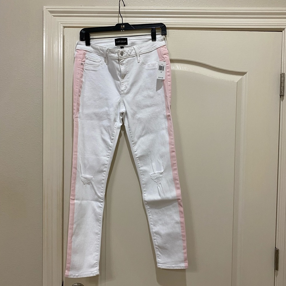 White crop distressed jeans